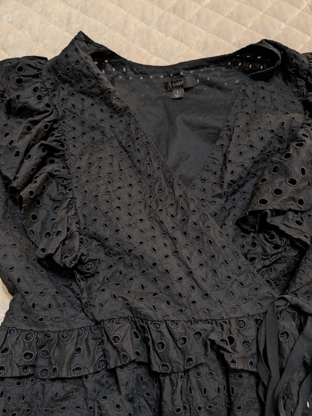 J. Crew Black Eyelet Wrap Dress